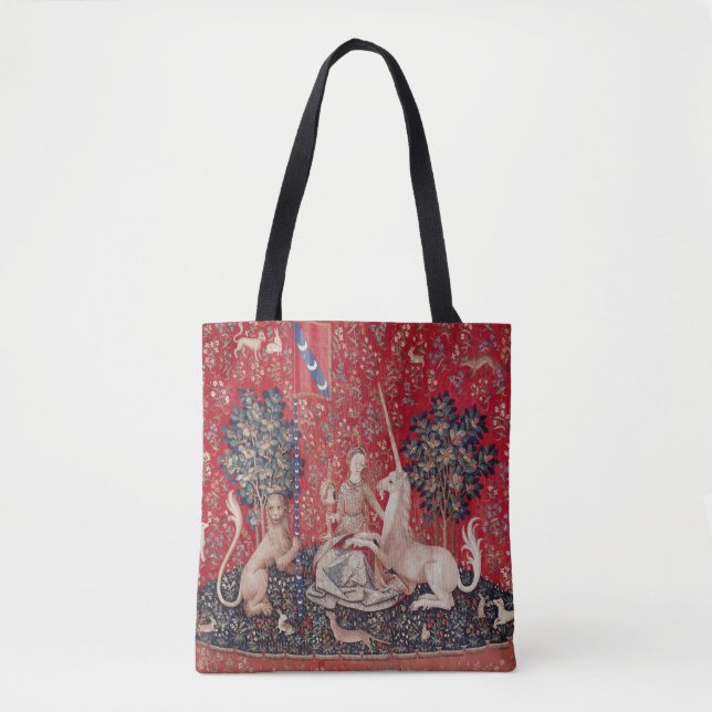 Lady and Unicorn Mediaeval Tapestry Sight Tote Bag (Front)