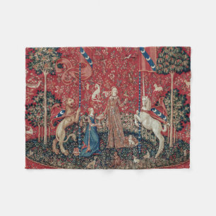 Lady and Unicorn Mediaeval Tapestry Taste Fleece Blanket