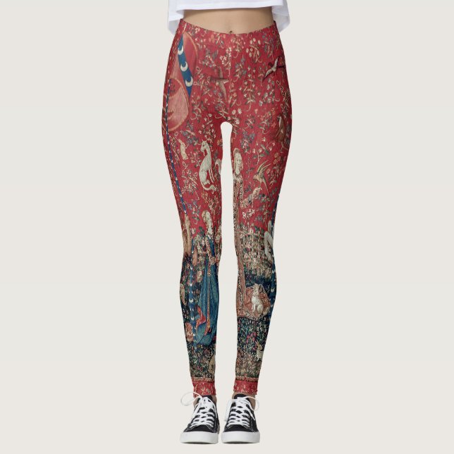 Lady and Unicorn Mediaeval Tapestry Taste Leggings (Front)