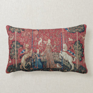 Lady and Unicorn Mediaeval Tapestry Taste Lumbar Cushion