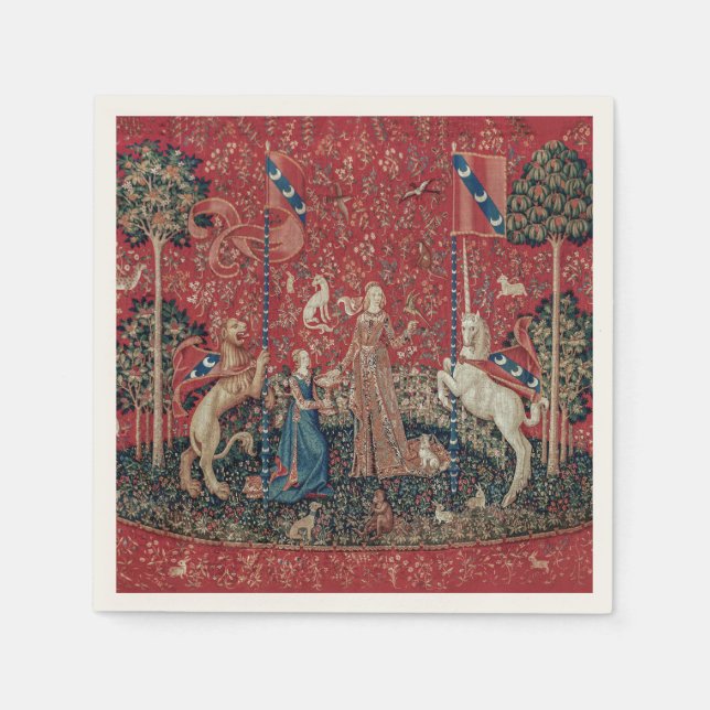Lady and Unicorn Mediaeval Tapestry Taste Napkin (Front)