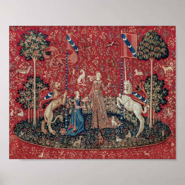 Lady and Unicorn Mediaeval Tapestry Taste Poster (Front)