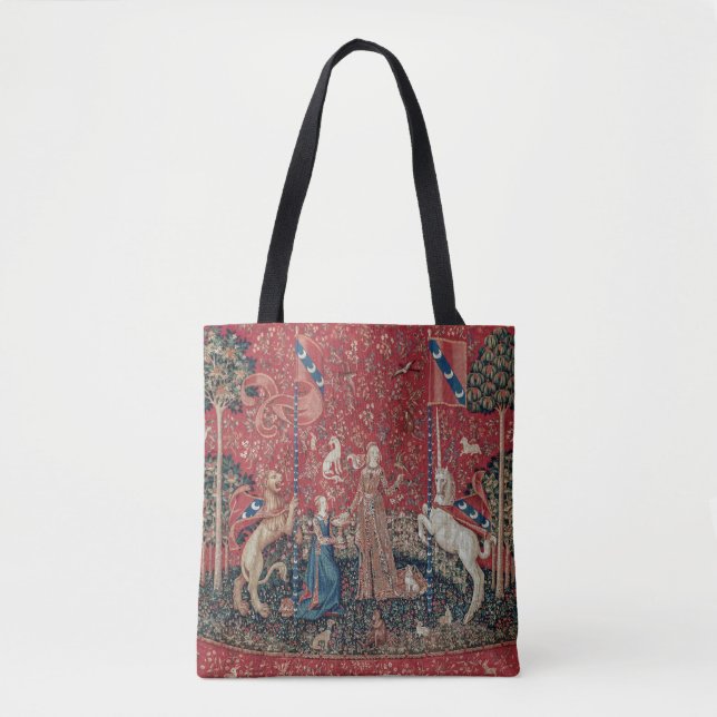 Lady and Unicorn Mediaeval Tapestry Taste Tote Bag (Front)