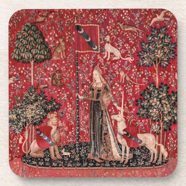 Lady and Unicorn Mediaeval Tapestry Touch Coaster (Front)