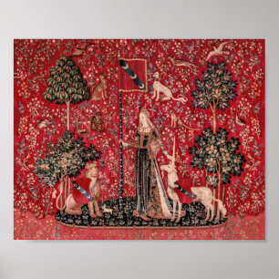 Lady and Unicorn Mediaeval Tapestry Touch Poster