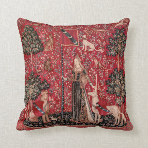 Lady and Unicorn Medieval Tapestry Touch Cushion