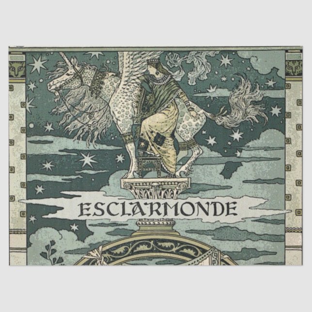 LADY AND UNICORN PEGASUS IN BLUE STARRY SKY TISSUE PAPER (Front)