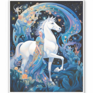 Lady and White Horse Fantasy Art