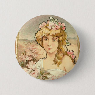 Lady Art Deco 6 Cm Round Badge