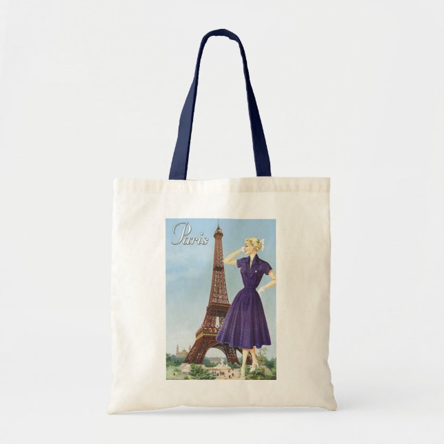 Lady at the Eiffel Tower Tote Bag (Front)