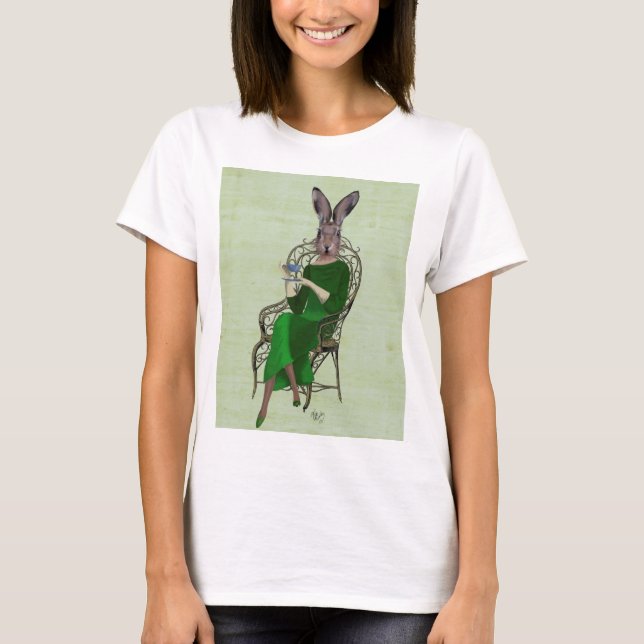 Lady Bella Rabbit Taking Tea 3 T-Shirt (Front)