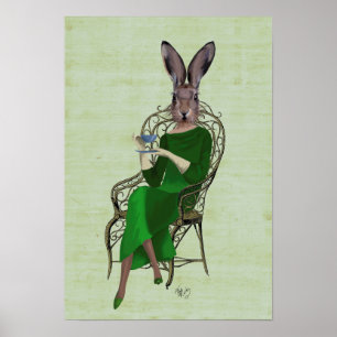Lady Bella Rabbit Taking Tea Poster