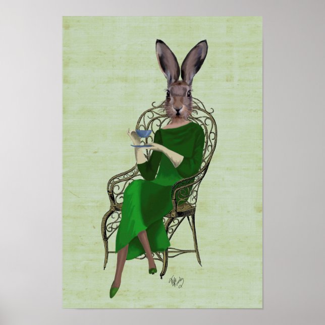Lady Bella Rabbit Taking Tea Poster (Front)
