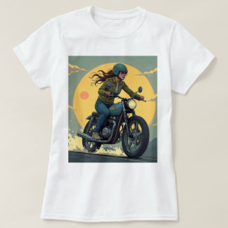 Lady Biker On The Road T-Shirt