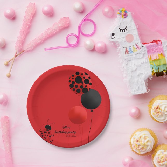 Lady Bird-Bug-Balloons Themed Birthday Party  Paper Plate (Party)