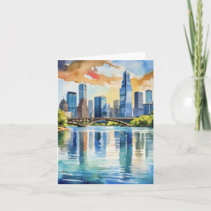 Lady Bird Lake Austin Texas Watercolor Card