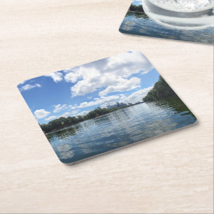 Lady Bird Lake Panorama - Austin - Texas Square Paper Coaster