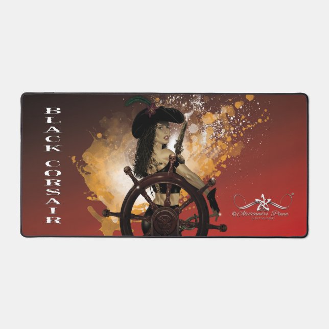 Lady Black Corsair Desk Mat (Front)