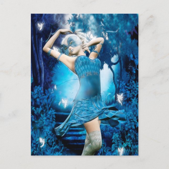 Lady Blue Elvin Fantasy Art Postcard (Front)
