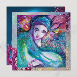 LADY BLUE MASK Elegant Masquerade Party,Sapphire Invitation