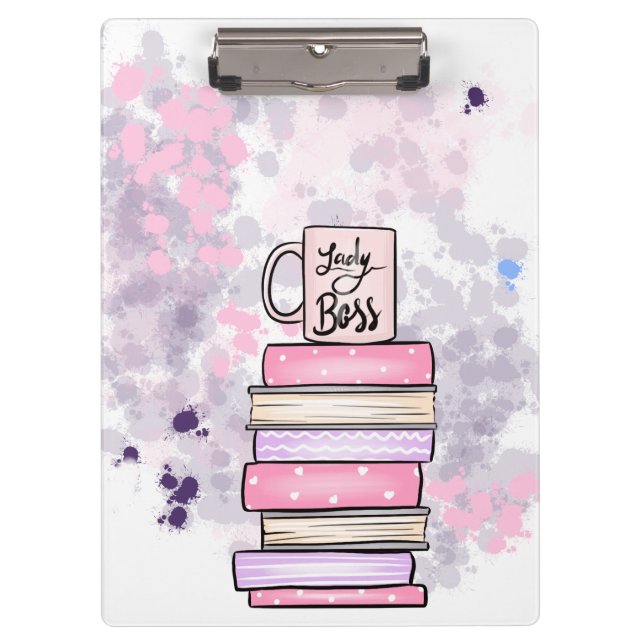 Lady Boss Books and Mug Planner Clipboard (Front)