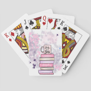 Lady Boss Books and Mug Playing Cards