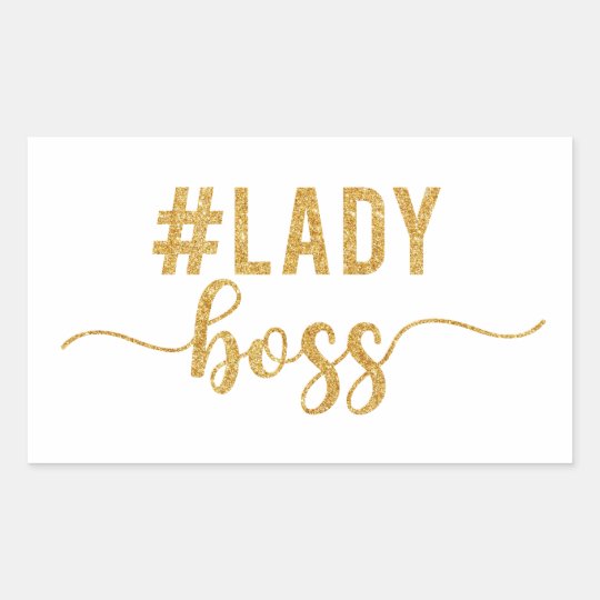lady boss gold glitter rectangular sticker