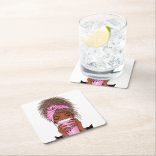 Lady Boss Life, Boss Babe Woman Two-Tone Coffee Mu Square Paper Coaster