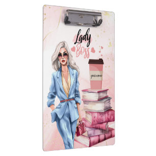 Lady Boss Pink business woman business  Clipboard