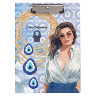 Lady Boss Turkish evil eye, good luck business Clipboard