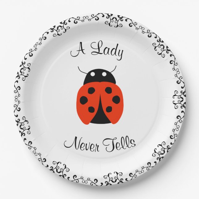 Lady Bug- A Lady Never Tells Personalised Paper Plate (Front)