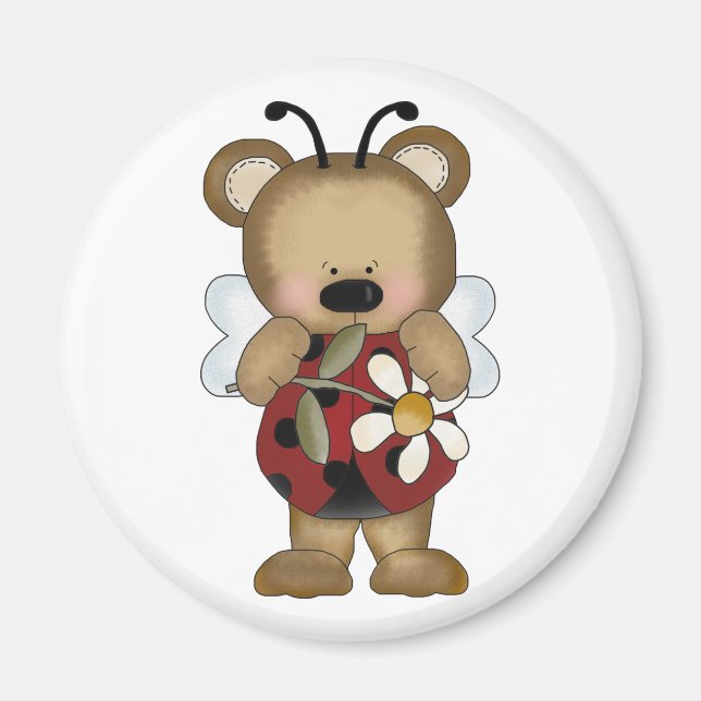 Lady Bug Baby Bear With Daisy Magnet (Front)