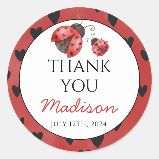 Lady Bug Baby Shower  Classic Round Sticker (Front)