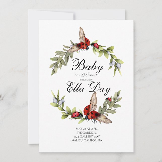 Lady Bug Baby Shower Invitation (Front)