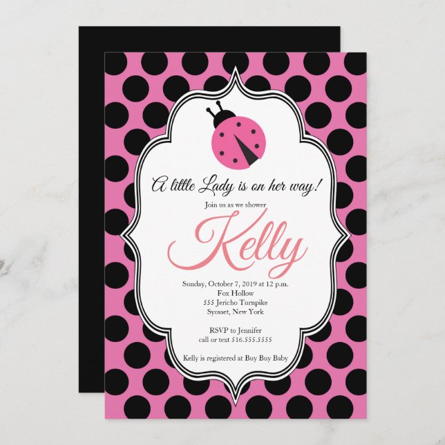 Lady Bug Baby Shower Invitation (Front/Back)