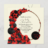 Lady Bug-Bird-Baby shower-Theme party invitation