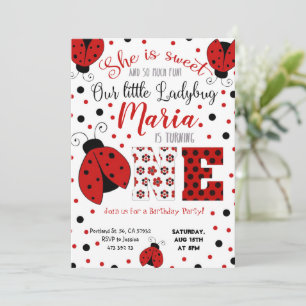 Lady bug Birthday Invitation 