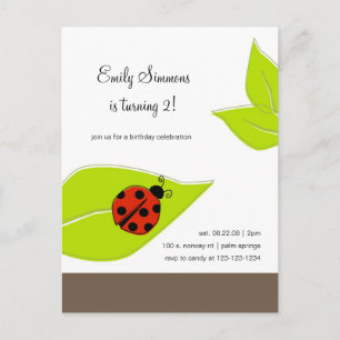 Lady Bug birthday invitation Postcard