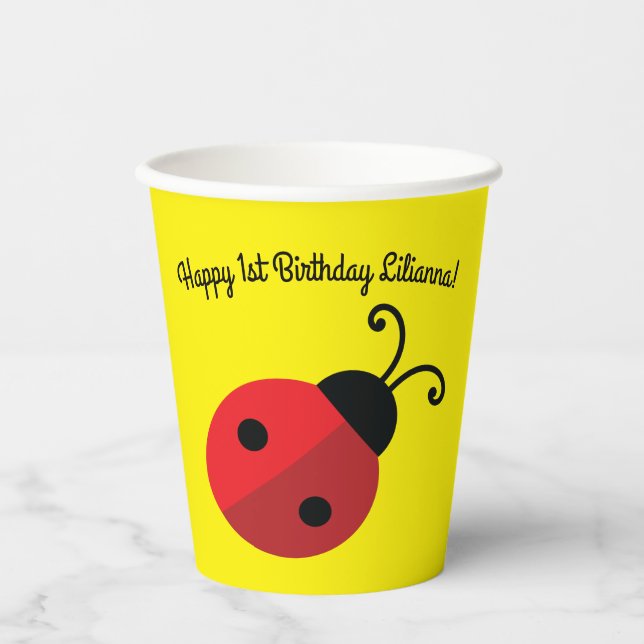Lady Bug Birthday Party Paper Cups (Front)