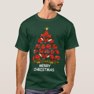 Lady Bug Christmasree Merry Christmas retro T-Shirt