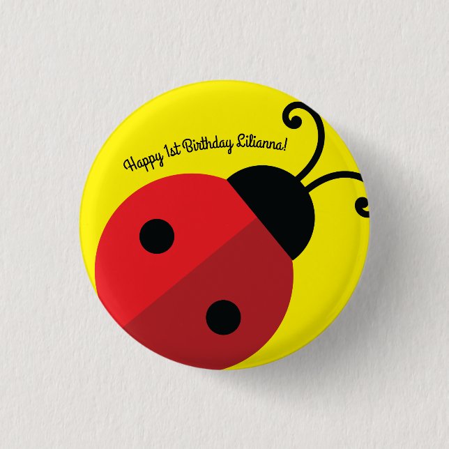 Lady Bug Cute 1st Birthday Party 3 Cm Round Badge (Front)