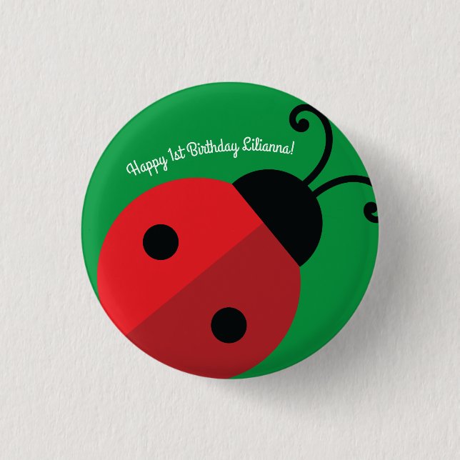 Lady Bug Cute 1st Birthday Party 3 Cm Round Badge (Front)