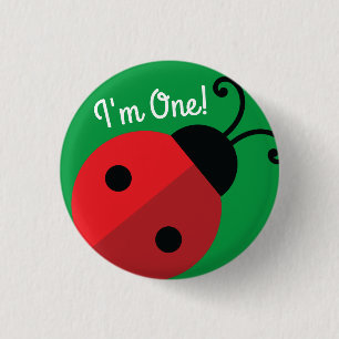 Lady Bug Cute 1st Birthday Party 3 Cm Round Badge