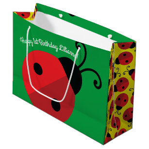 Lady Bug Cute 1st Birthday Party Large Gift Bag
