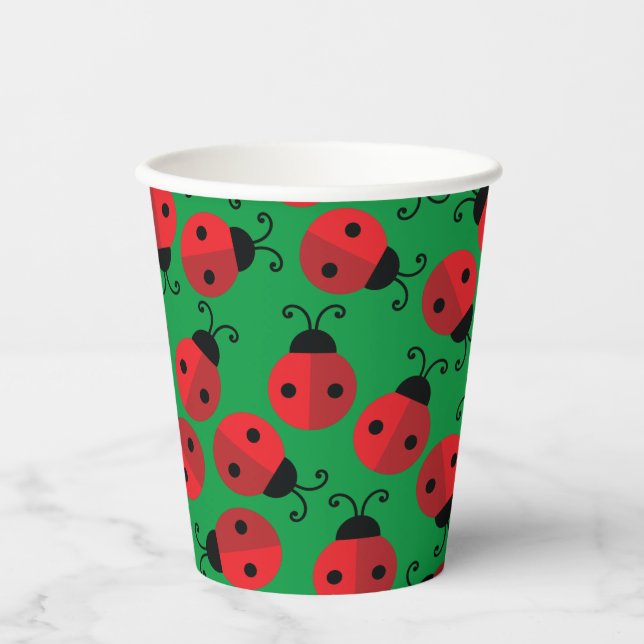 Lady Bug Cute Kids 1st Birthday Party Paper Cups (Front)