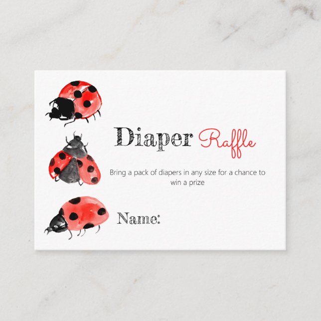 Lady bug diaper raffle baby shower insert (Front)