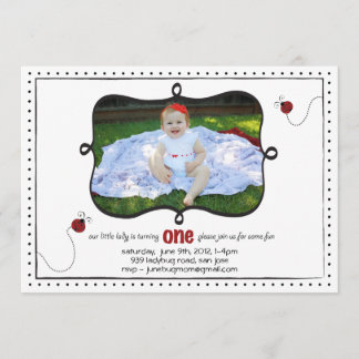 Lady Bug First Birthday Invitation