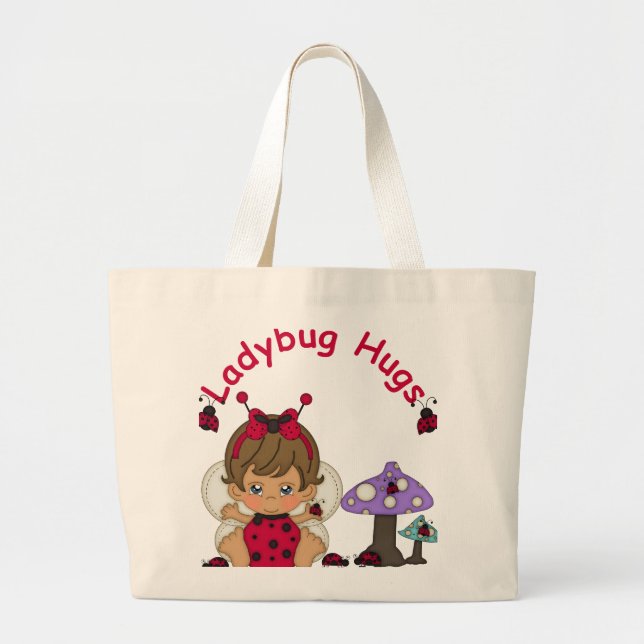 Lady Bug Hugs 2 Large Tote Bag (Front)