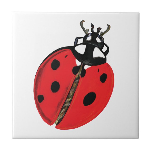 Lady Bug Illustration Ceramic Tile (Front)