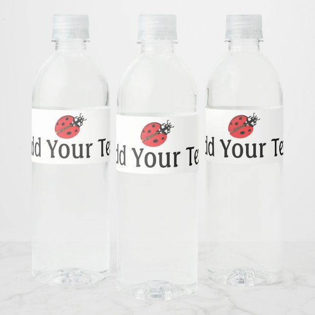Lady Bug Illustration Personalised Water Bottle Label (Bottles)